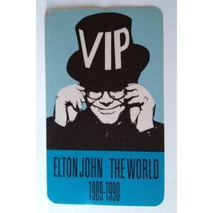 Elton John Backstage Pass Original Vintage 1989 - 1990 The World Tour Blue VIP